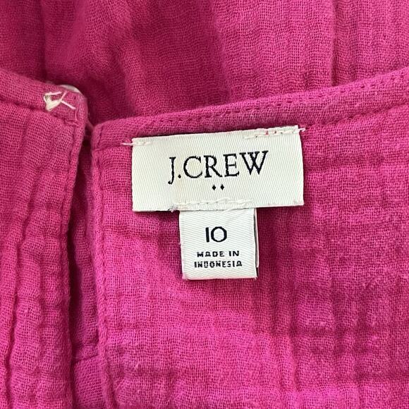 J Crew Tiered Mini Flutter Sleeve Gauze Dress Size 10 Mageneta Pink Resort Vacay - Picture 6 of 8